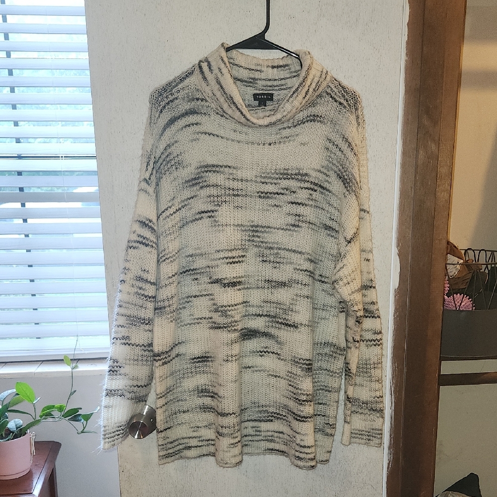 Torrid Black and White Cowl Neck Sweater